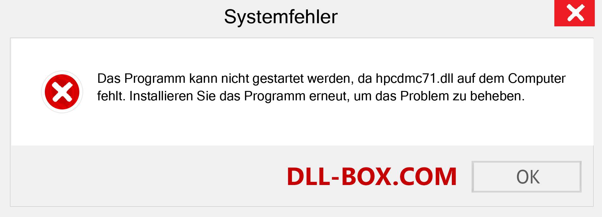 hpcdmc71.dll-Datei fehlt?. Download für Windows 7, 8, 10 - Fix hpcdmc71 dll Missing Error unter Windows, Fotos, Bildern