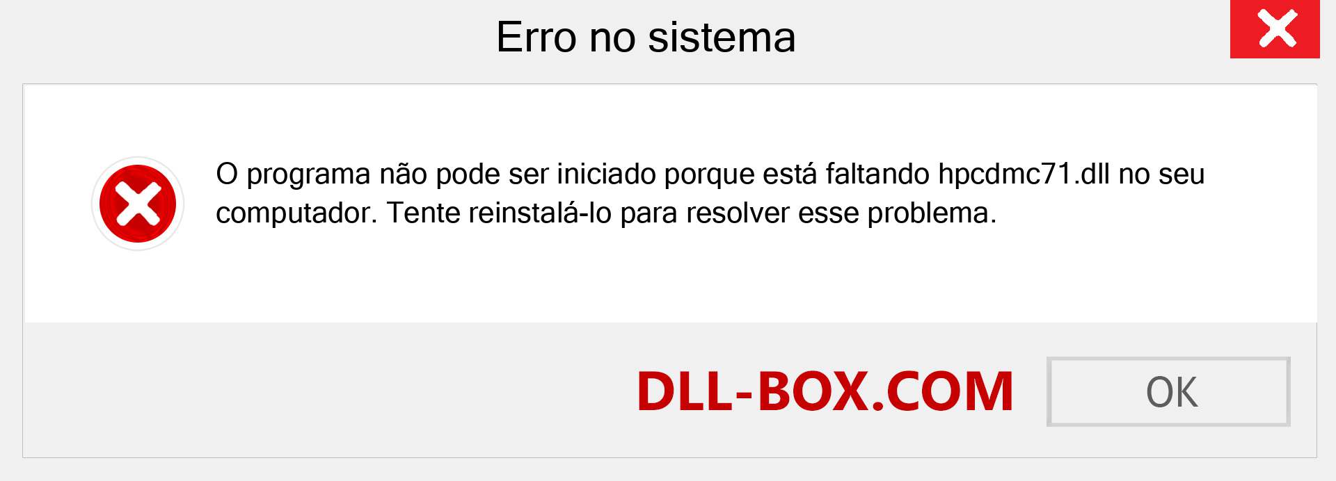 Arquivo hpcdmc71.dll ausente ?. Download para Windows 7, 8, 10 - Correção de erro ausente hpcdmc71 dll no Windows, fotos, imagens